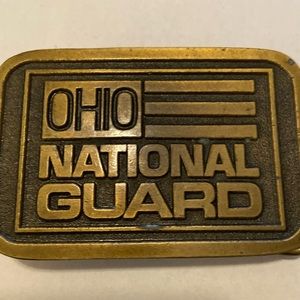 Vintage Ohio National Guard Brass Belt Buckle Raye Limited